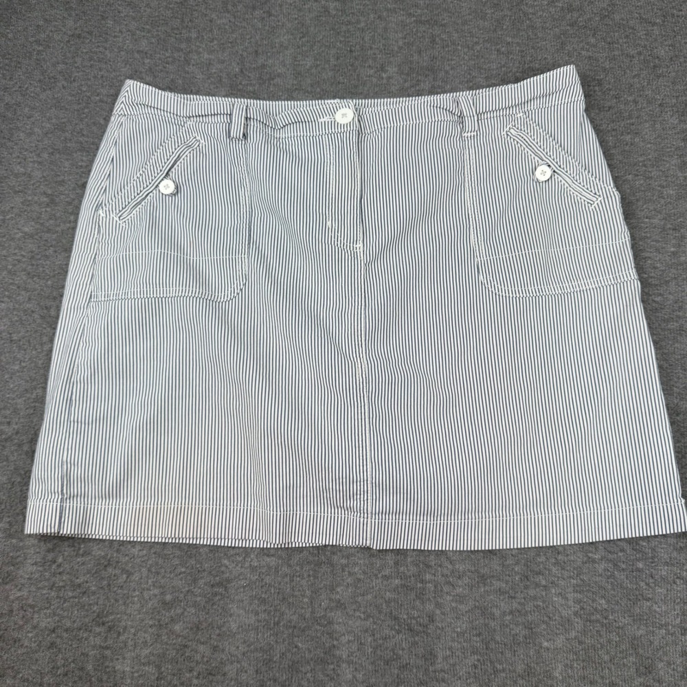 Karen Scott Skort Womens 14 Blue White Stripe Nautical Cotton Blend‎ Mini Skirt